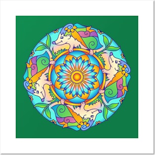 Hedgehog Gifts Cute Mandala Pattern Abstract Design Posters and Art